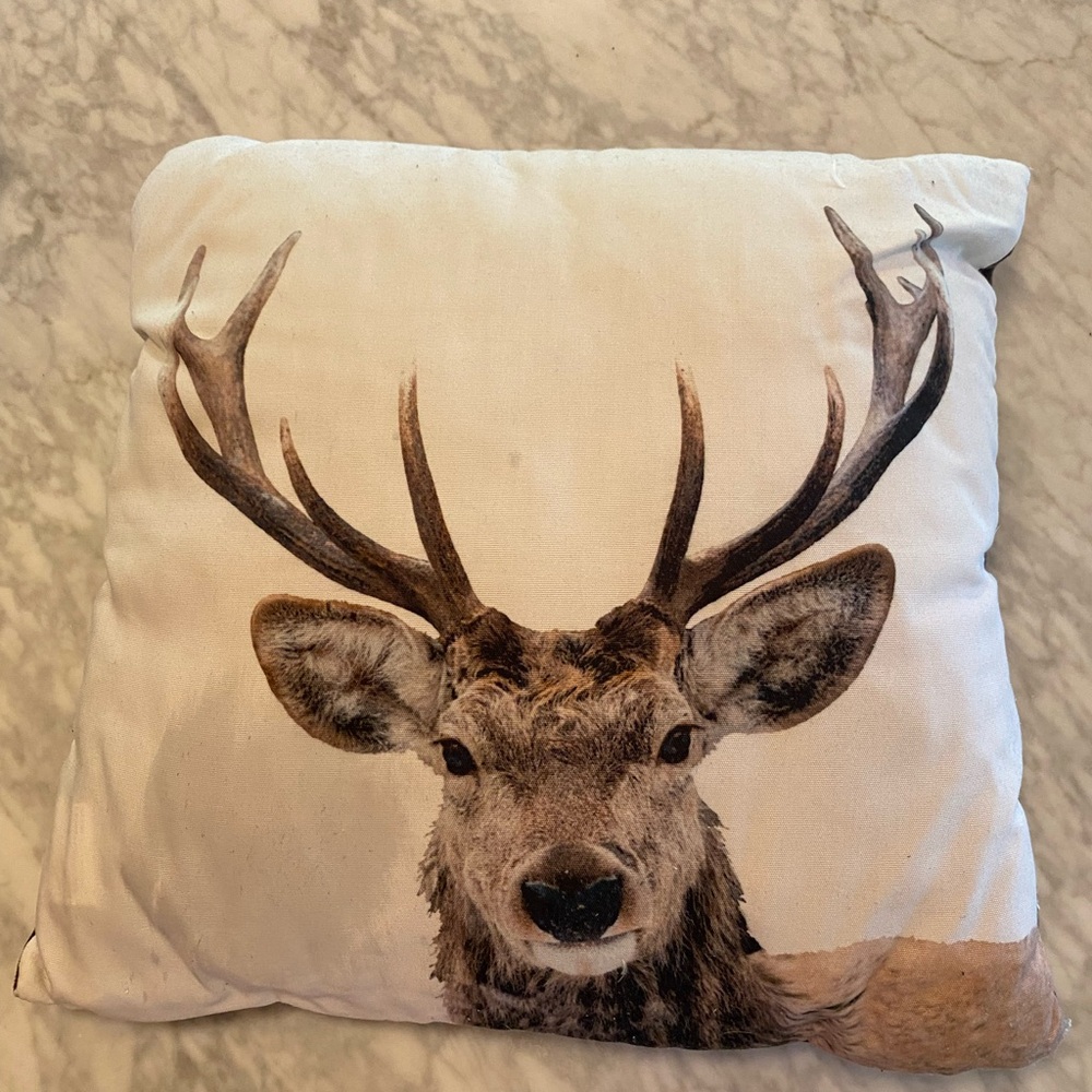 Deer and Owl (2 pillows) Print Throw Pillow